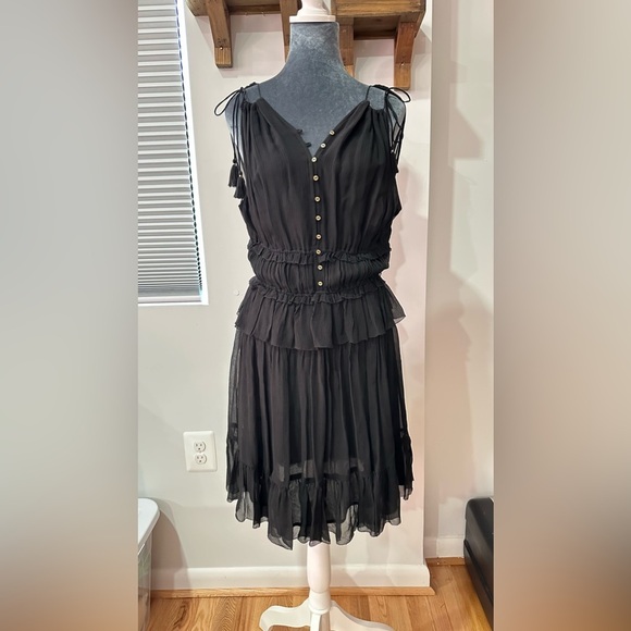 Ulla Johnson Noelle Silk Black Mini Dress Size 4 - Picture 2 of 15
